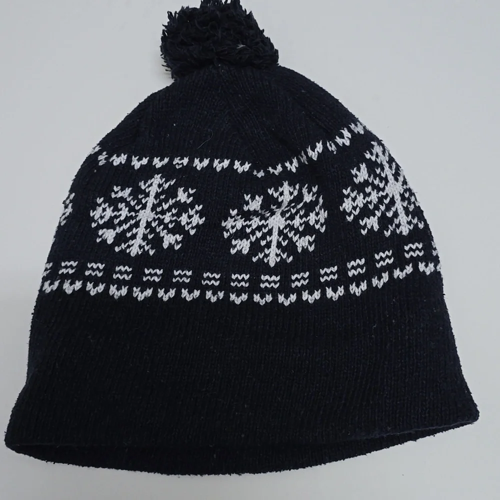 Cozy Winter Hat - Navy and White
